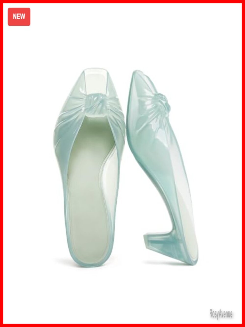 Women's Kitten Heel Peep Toe Jelly Mule Sandals Slip On Summer